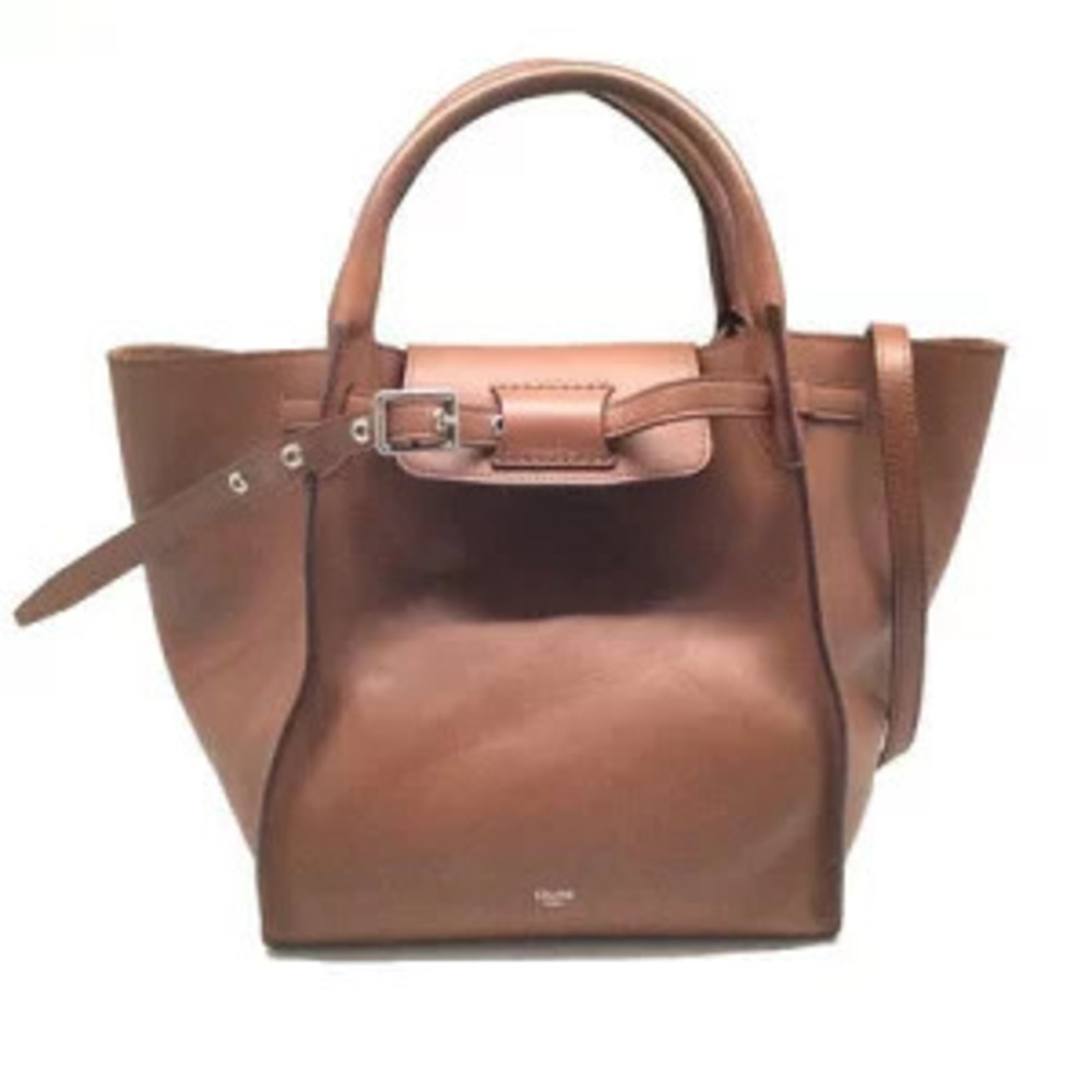CELINE Long Strap Bag Leather Brown
